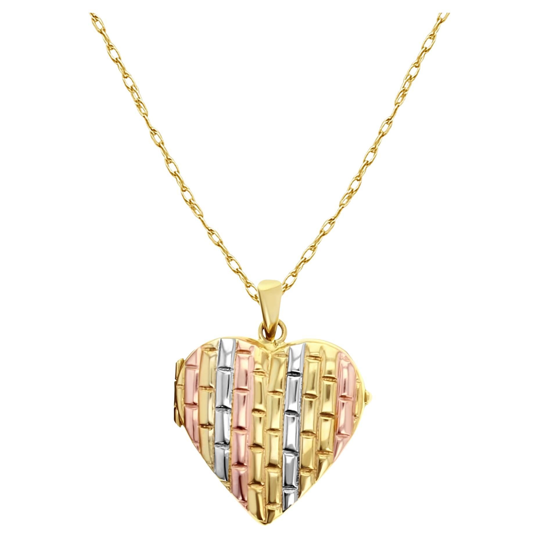 Herzförmiges Goldarmband mit Ziegel-Muster und Weiß-, Roségold 14k Gold