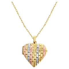 Herzförmiges Goldarmband mit Ziegel-Muster und Weiß-, Roségold 14k Gold