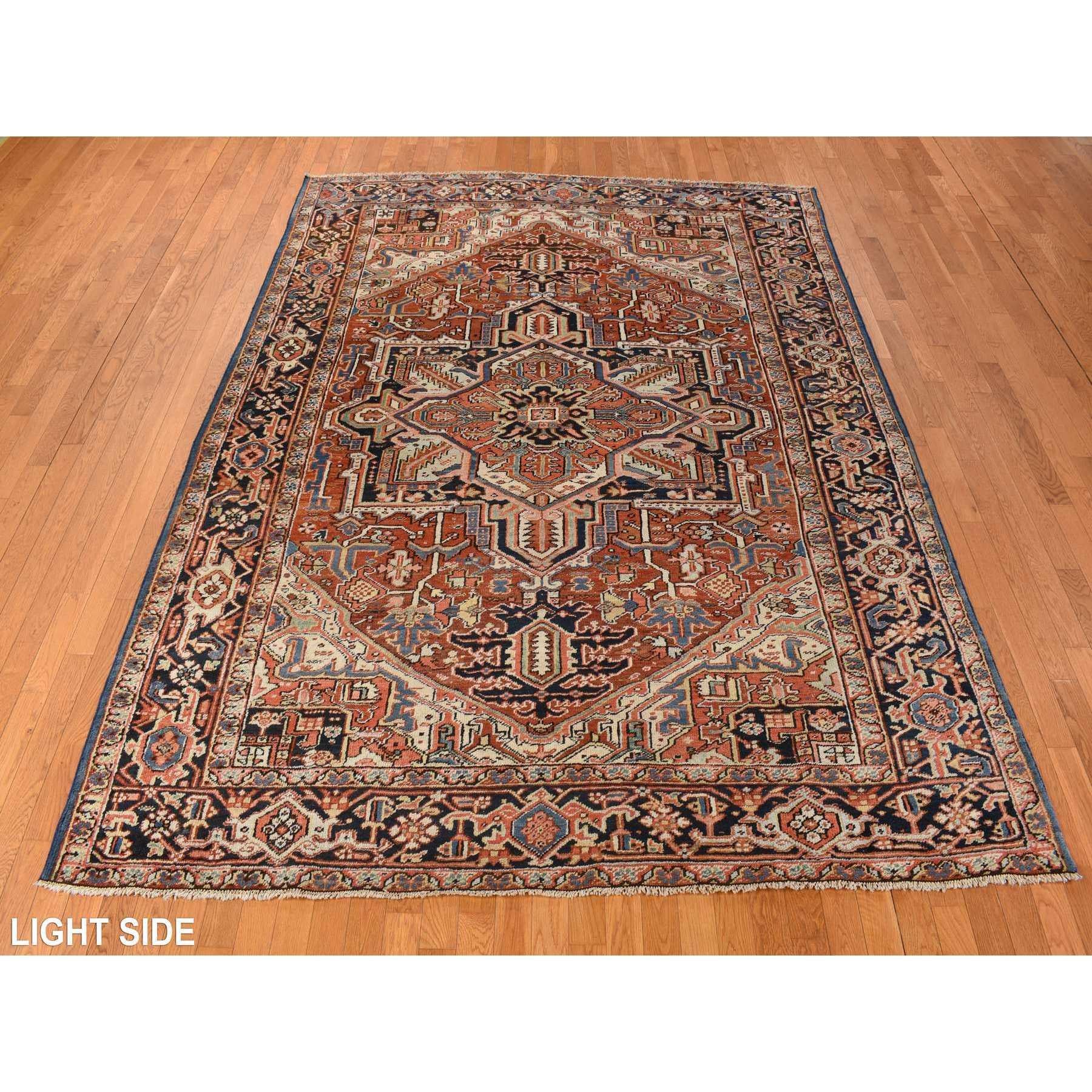 Rojo Ladrillo Antiguo Persa Heriz Buen Estado Alfombra de Lana Anudada a Mano Medieval en venta