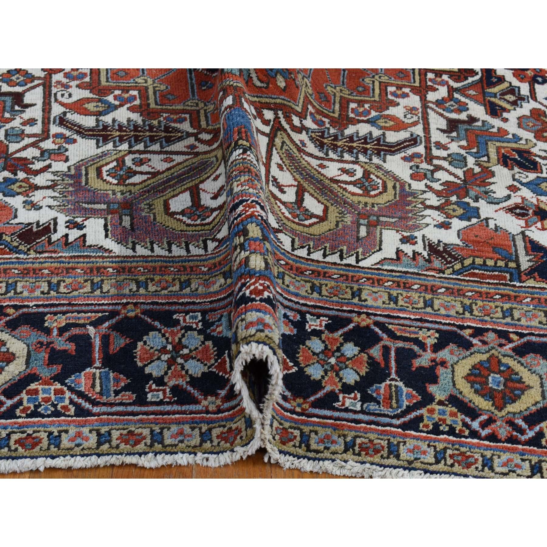 Mid-20th Century Brick Red, Antique Persian Heriz, Hand Knotted Excellent Condition Pure Wool Rug