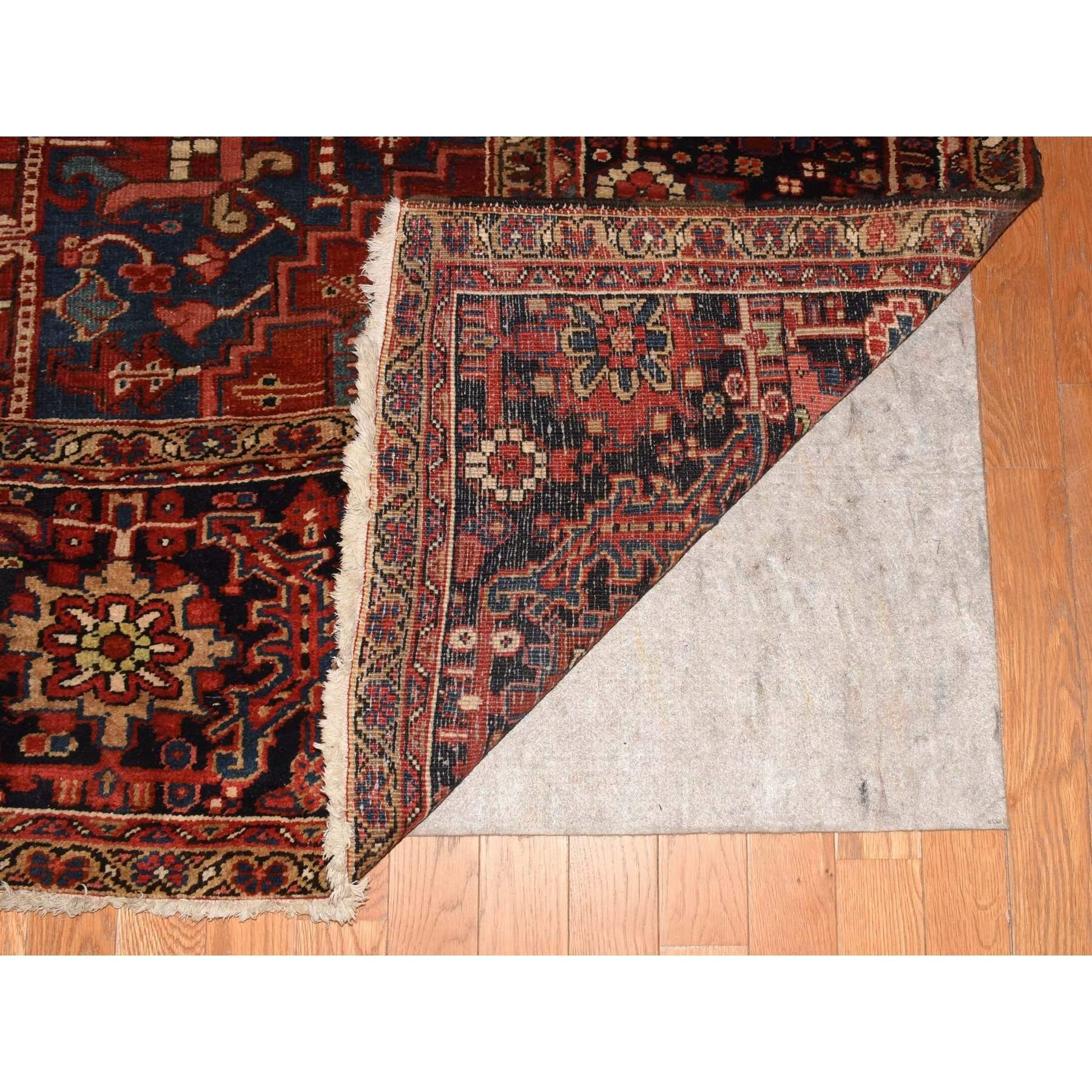 Heriz Serapi Brick Red Antique Persian Heriz, XL, Good Condition, Hand Knotted Pure Wool Rug For Sale