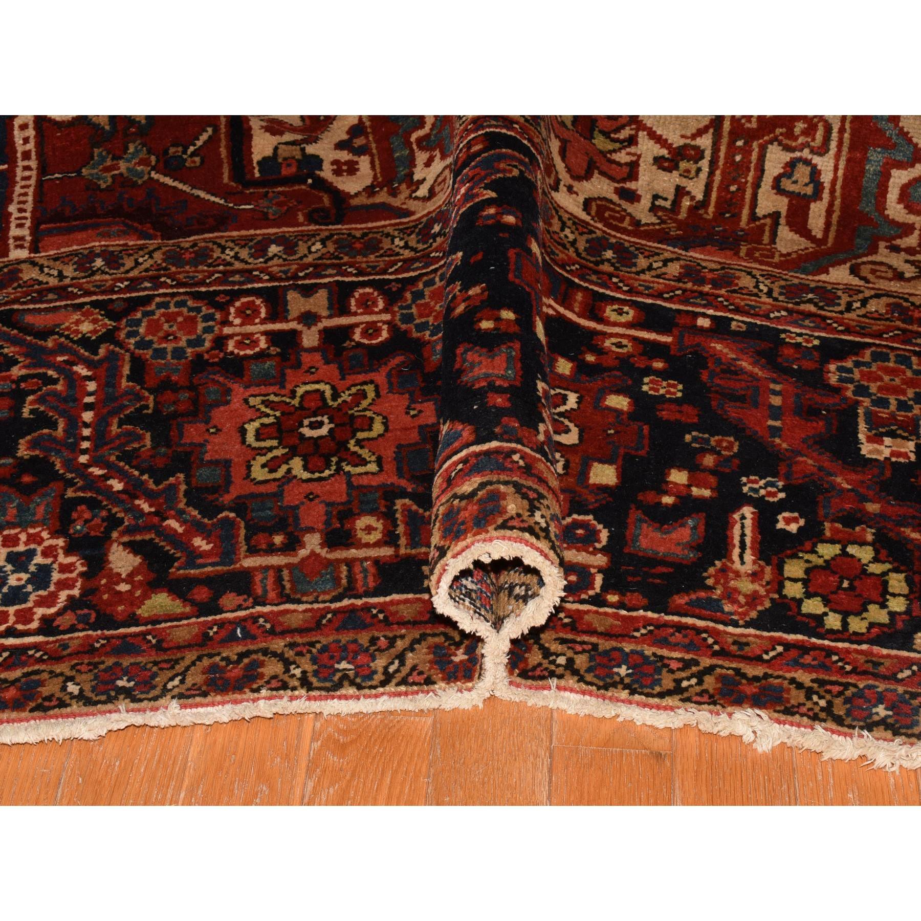 Hand-Knotted Brick Red Antique Persian Heriz, XL, Good Condition, Hand Knotted Pure Wool Rug For Sale