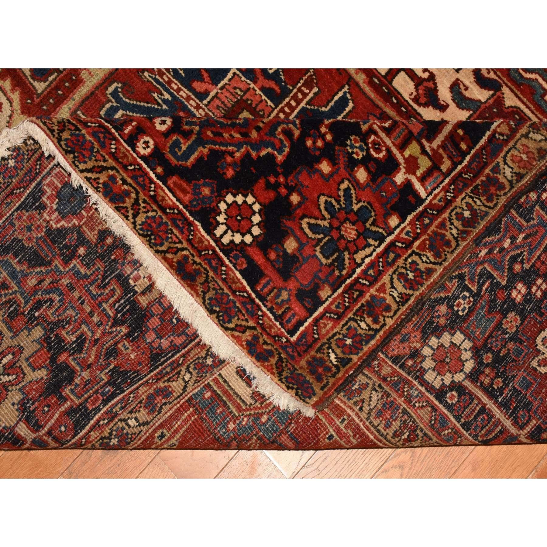 Brick Red Antique Persian Heriz, XL, Good Condition, Hand Knotted Pure Wool Rug In Good Condition For Sale In Carlstadt, NJ