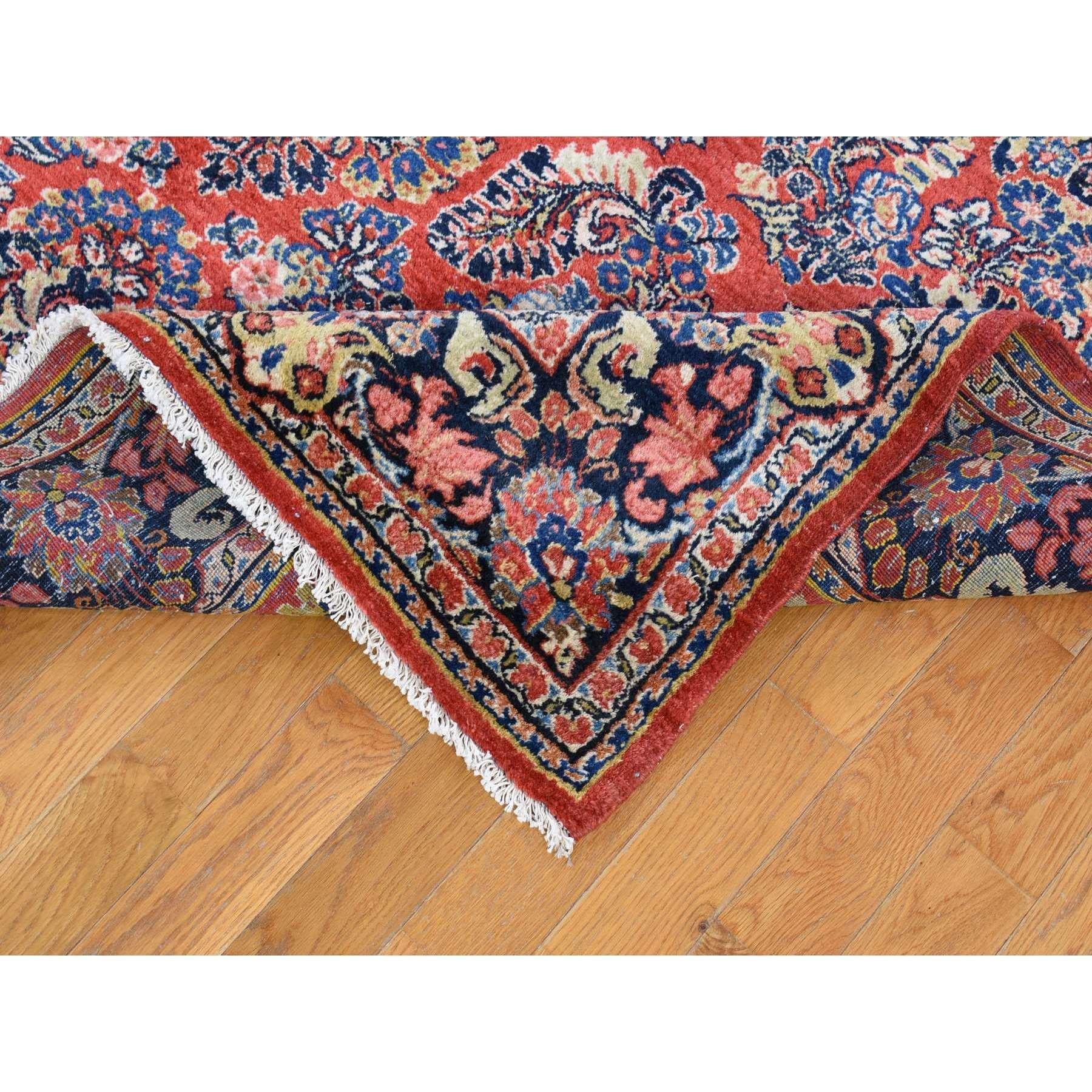 Hand-Knotted Brick Red Antique Persian Sarouk Full Pile Clean and Soft, Hand Knotted Wool Rug For Sale