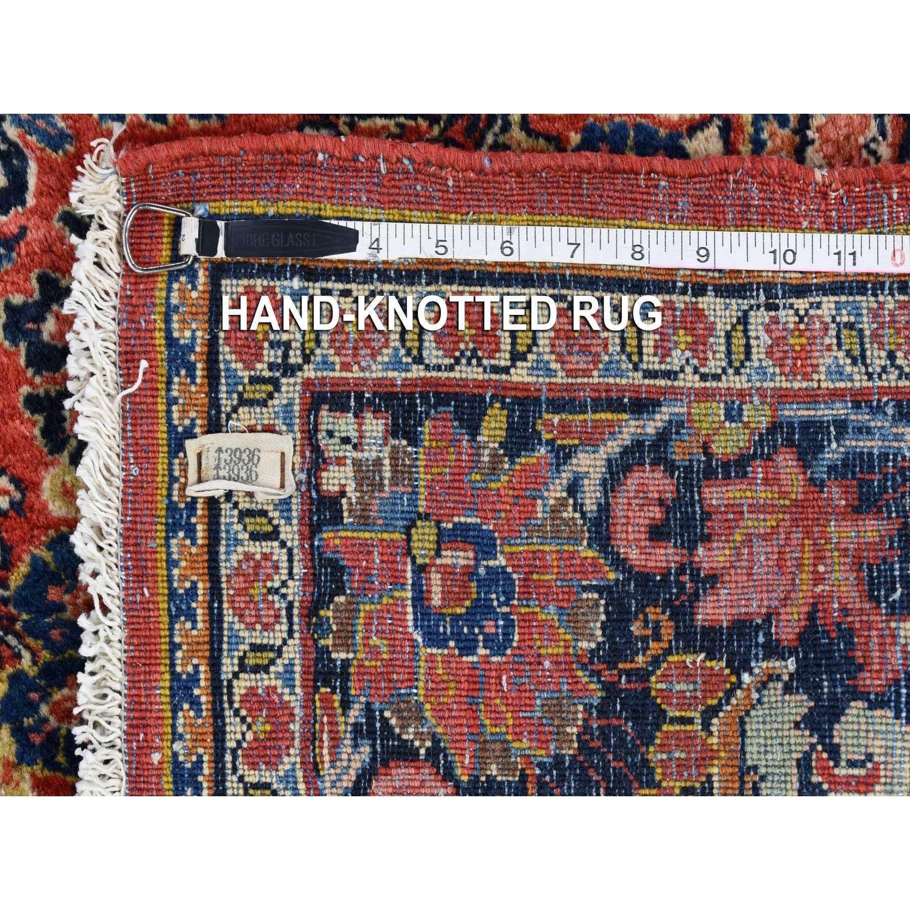 Brick Red Antique Persian Sarouk Full Pile Clean and Soft, Hand Knotted Wool Rug For Sale 2