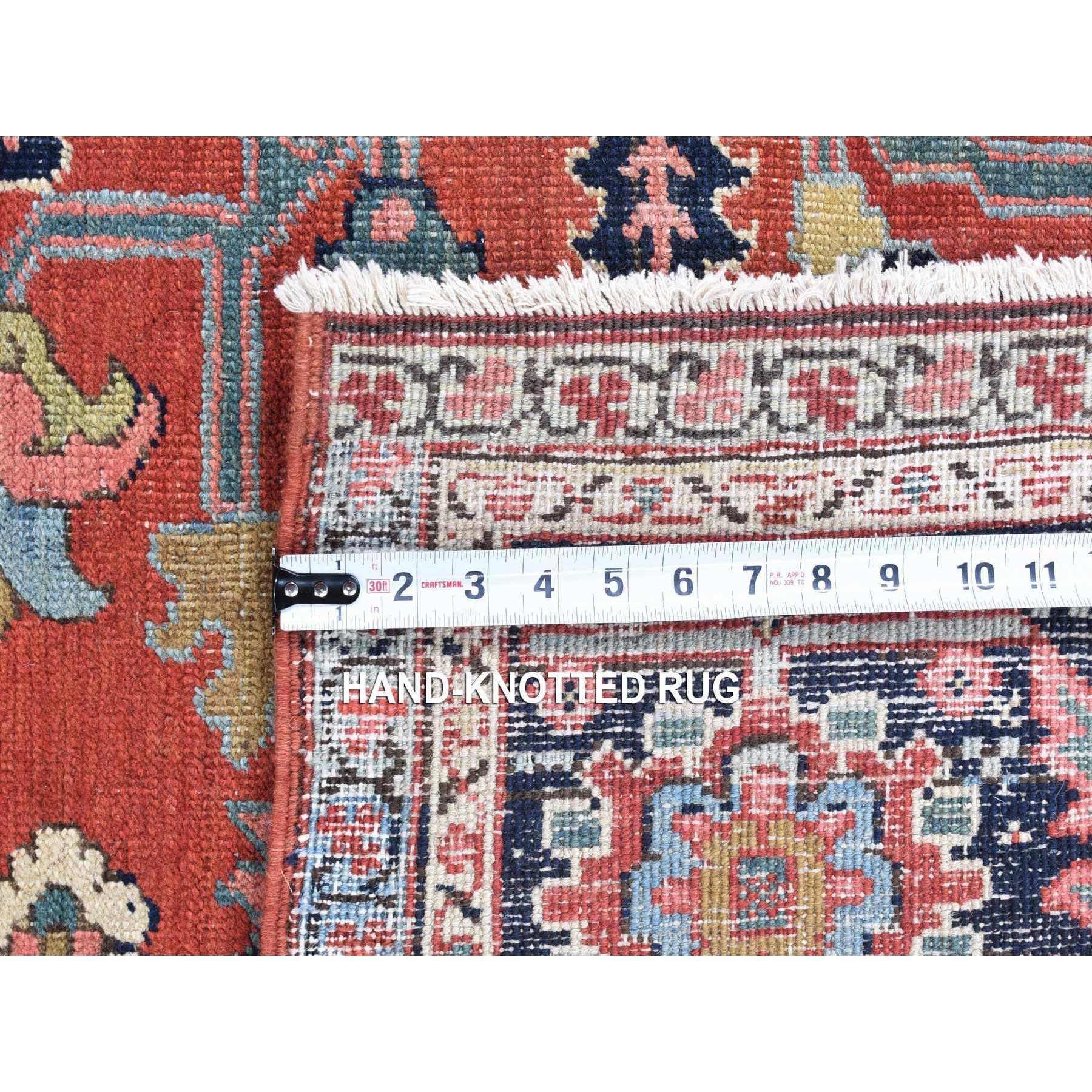 Brick Red Antique Persian Serapi Heriz Clean Hand Knotted Pure Wool Oriental Rug 5