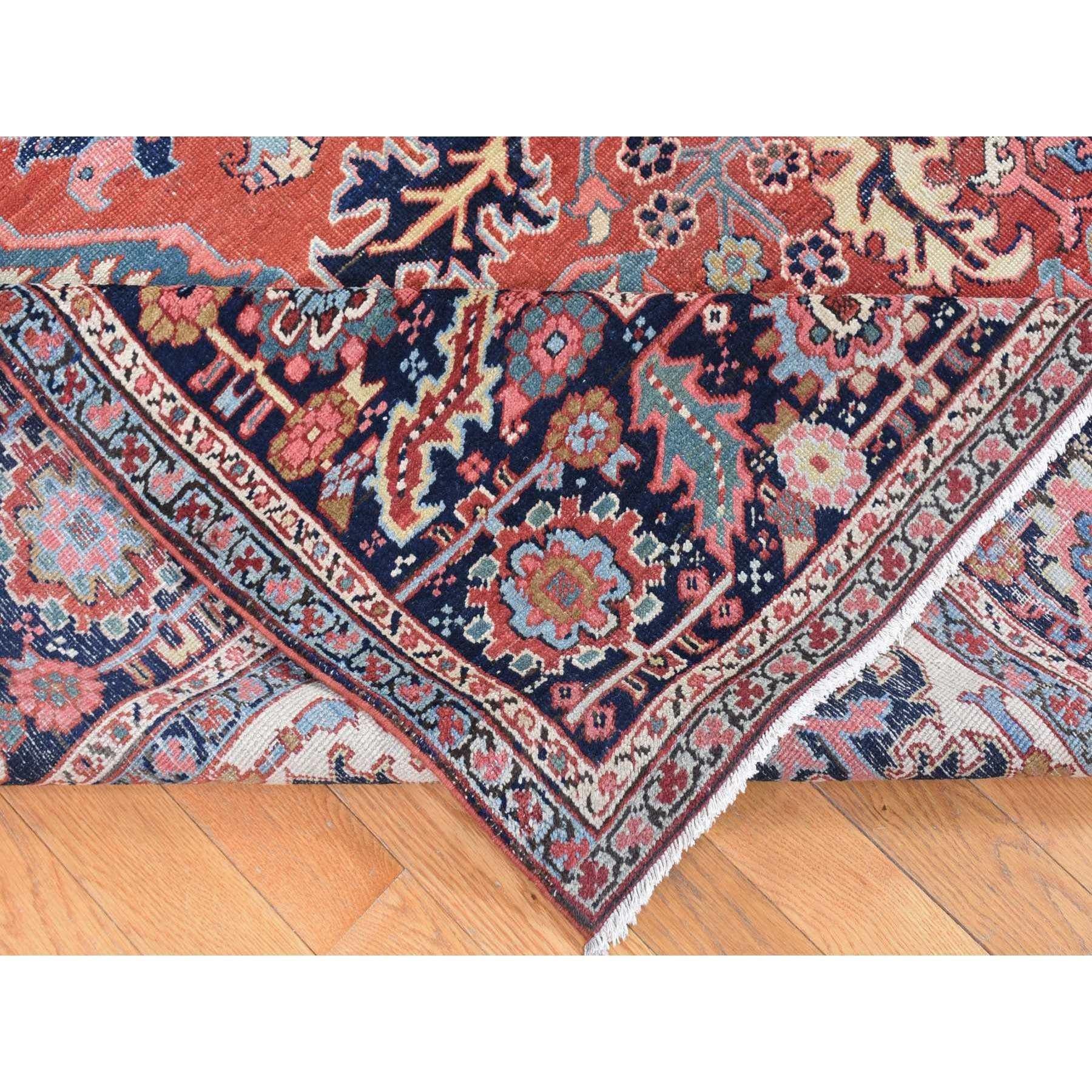 Brick Red Antique Persian Serapi Heriz Clean Hand Knotted Pure Wool Oriental Rug 1