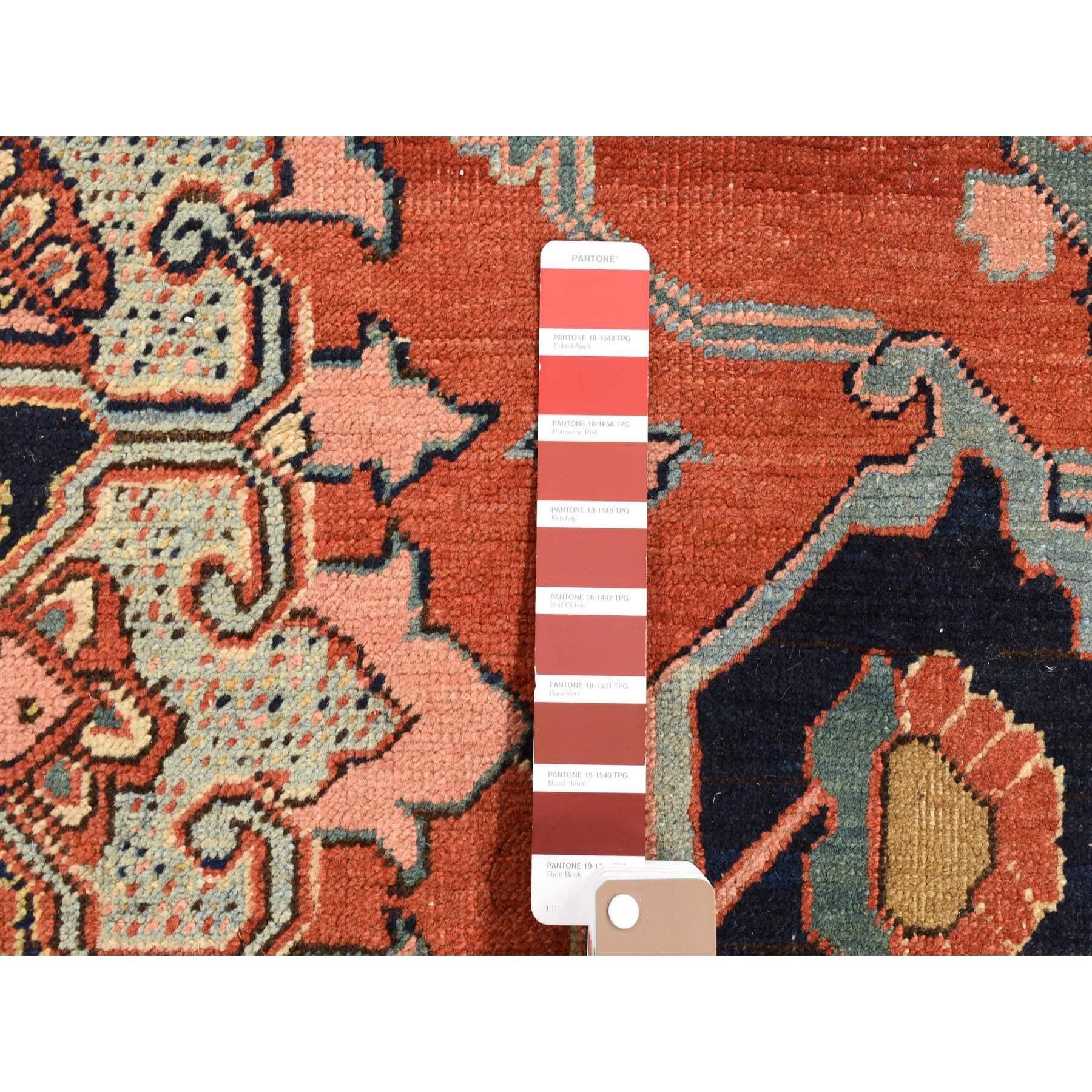 Brick Red Antique Persian Serapi Heriz Clean Hand Knotted Pure Wool Oriental Rug 2