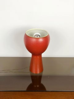 Brick Red Ceramic Table Lamp Cup Shape, Italy, 1960s