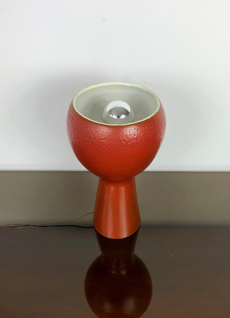 Brick Red Ceramic Table Lamp Cup Shape, Italy, 1960s For ...