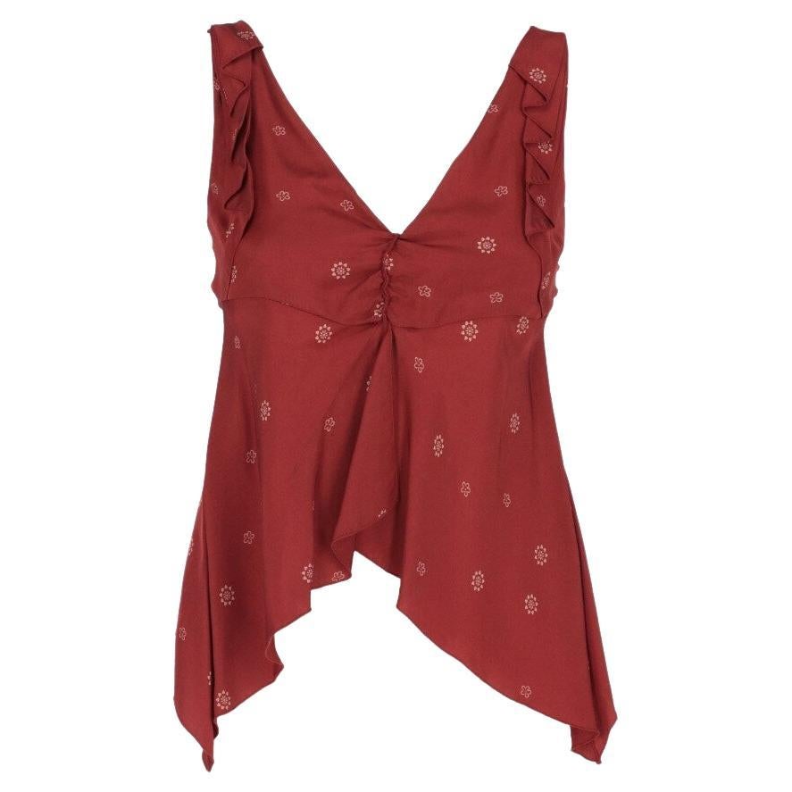 Brick red Marithé + François Girbaud 2000s crop top with floral print For Sale