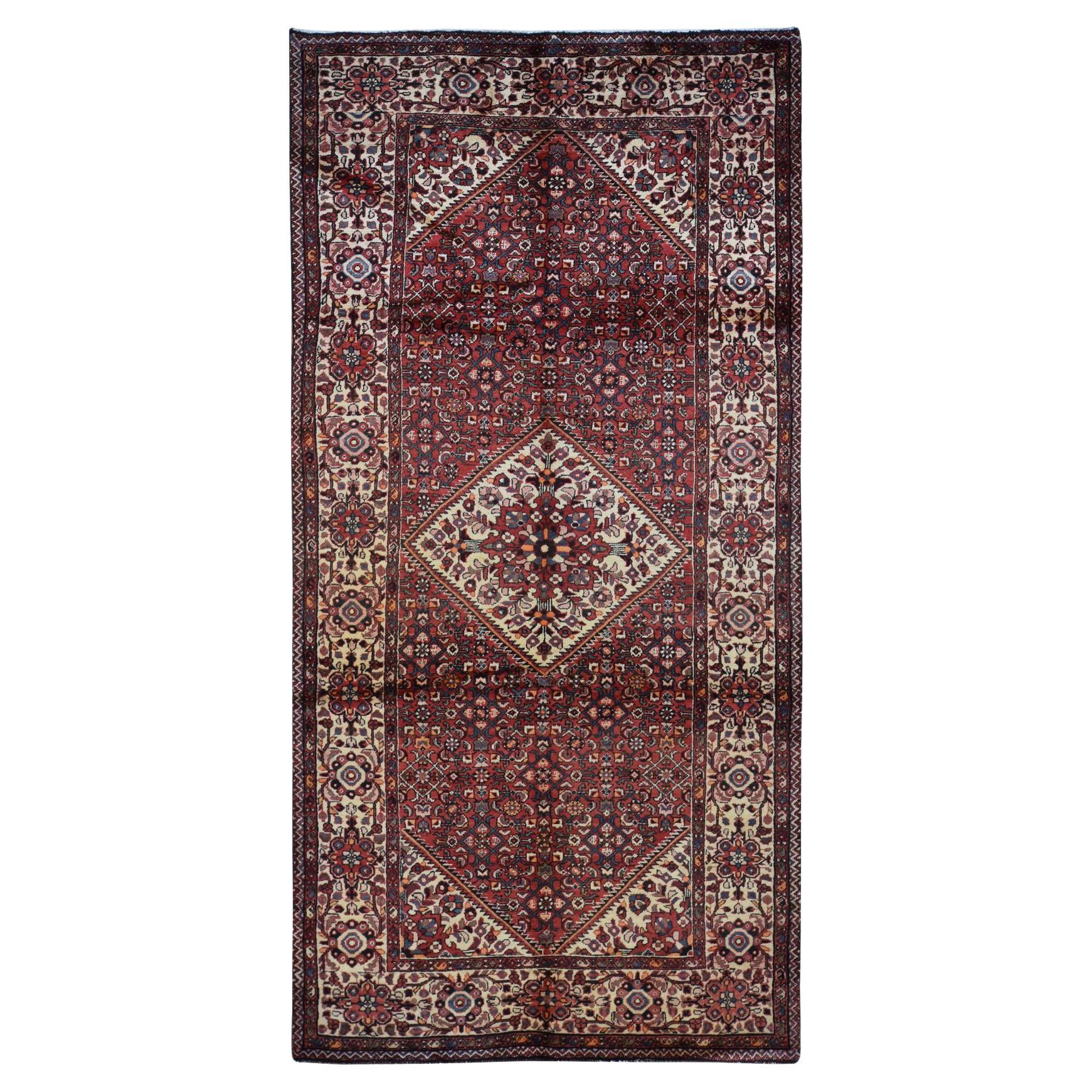 Brick Red New Persian Bakhtiari Pure Wool Hand Knotted Gallery Size Runner Rug