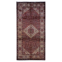 Brick Red New Persian Bakhtiari Pure Wool Hand Knotted Gallery Size Runner Rug