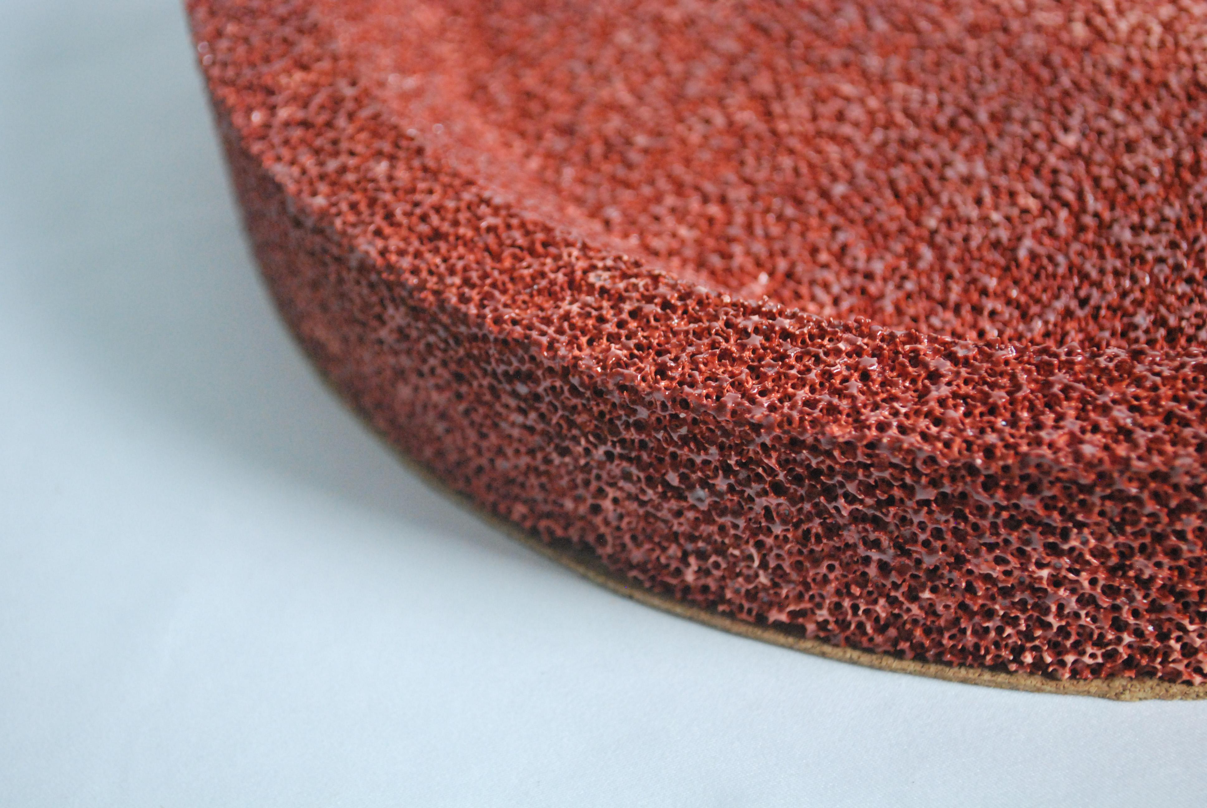 Brick Red Porous Ceramic Centrepiece Bowl For Sale 6