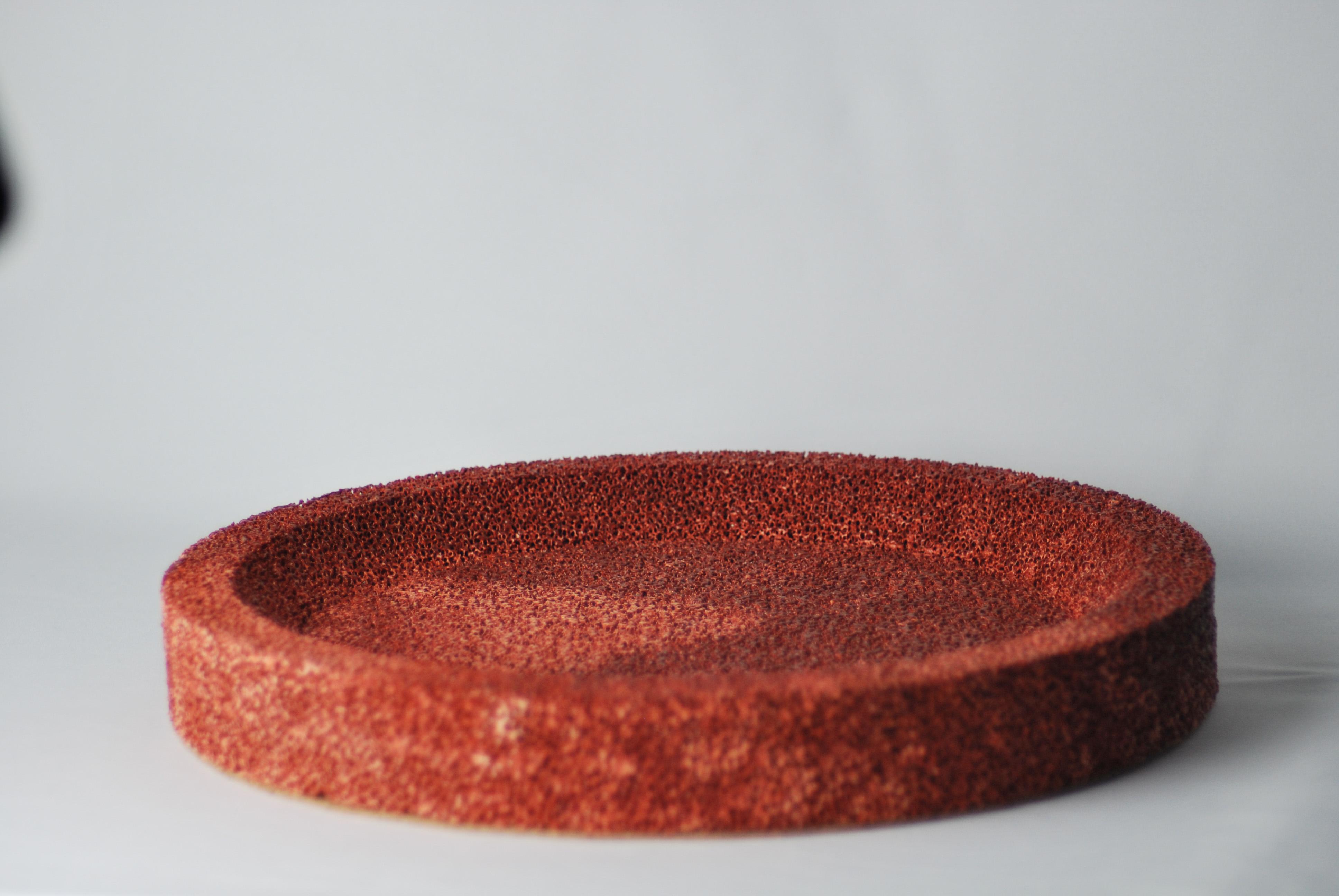Brick Red Porous Ceramic Centrepiece Bowl For Sale 7