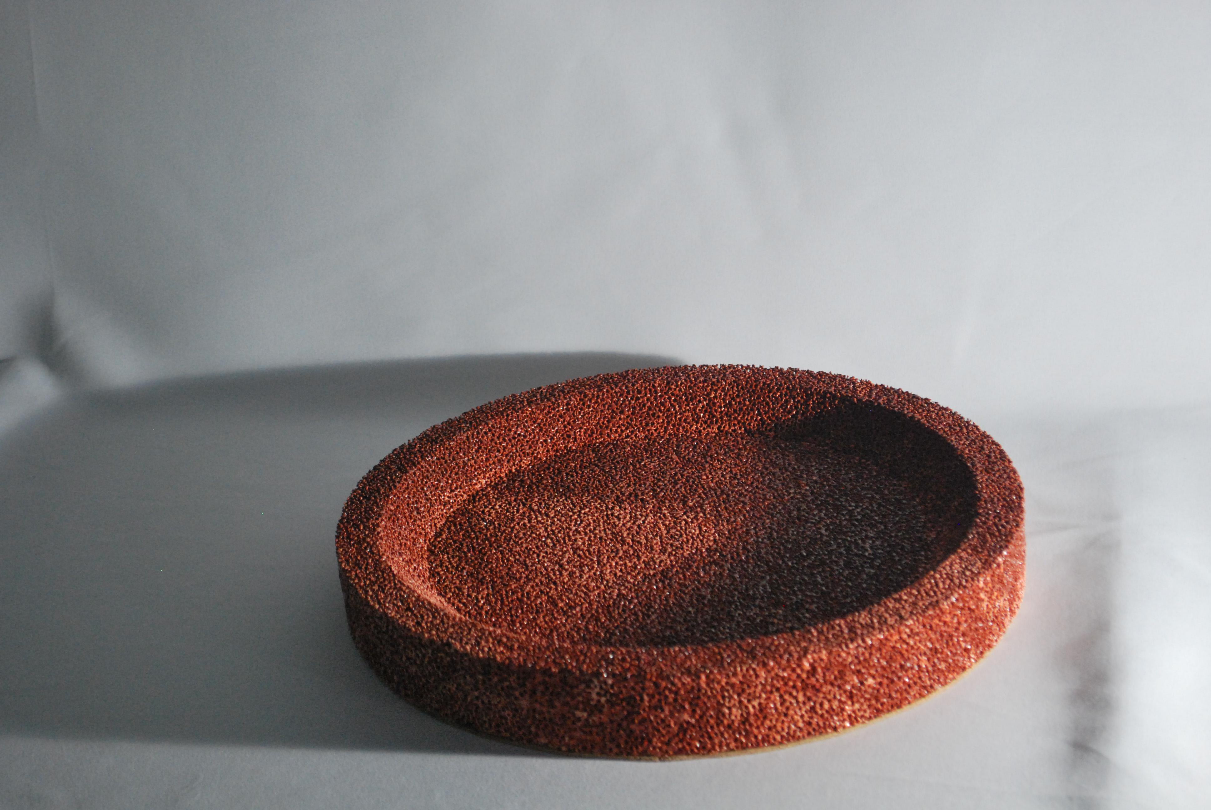 Brick Red Porous Ceramic Centrepiece Bowl For Sale 8
