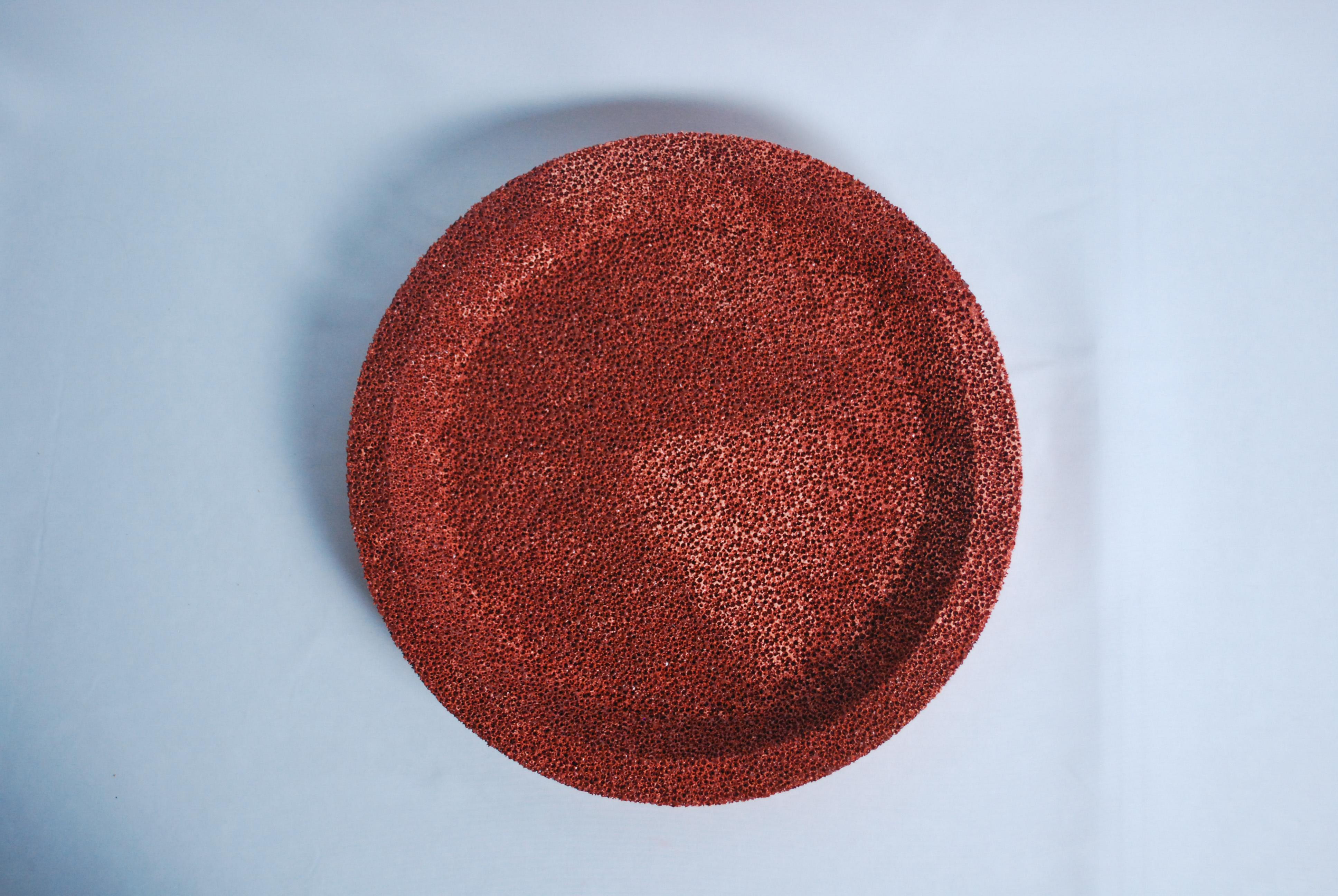 Bol de centre de table en céramique poreuse rouge brique en vente 8