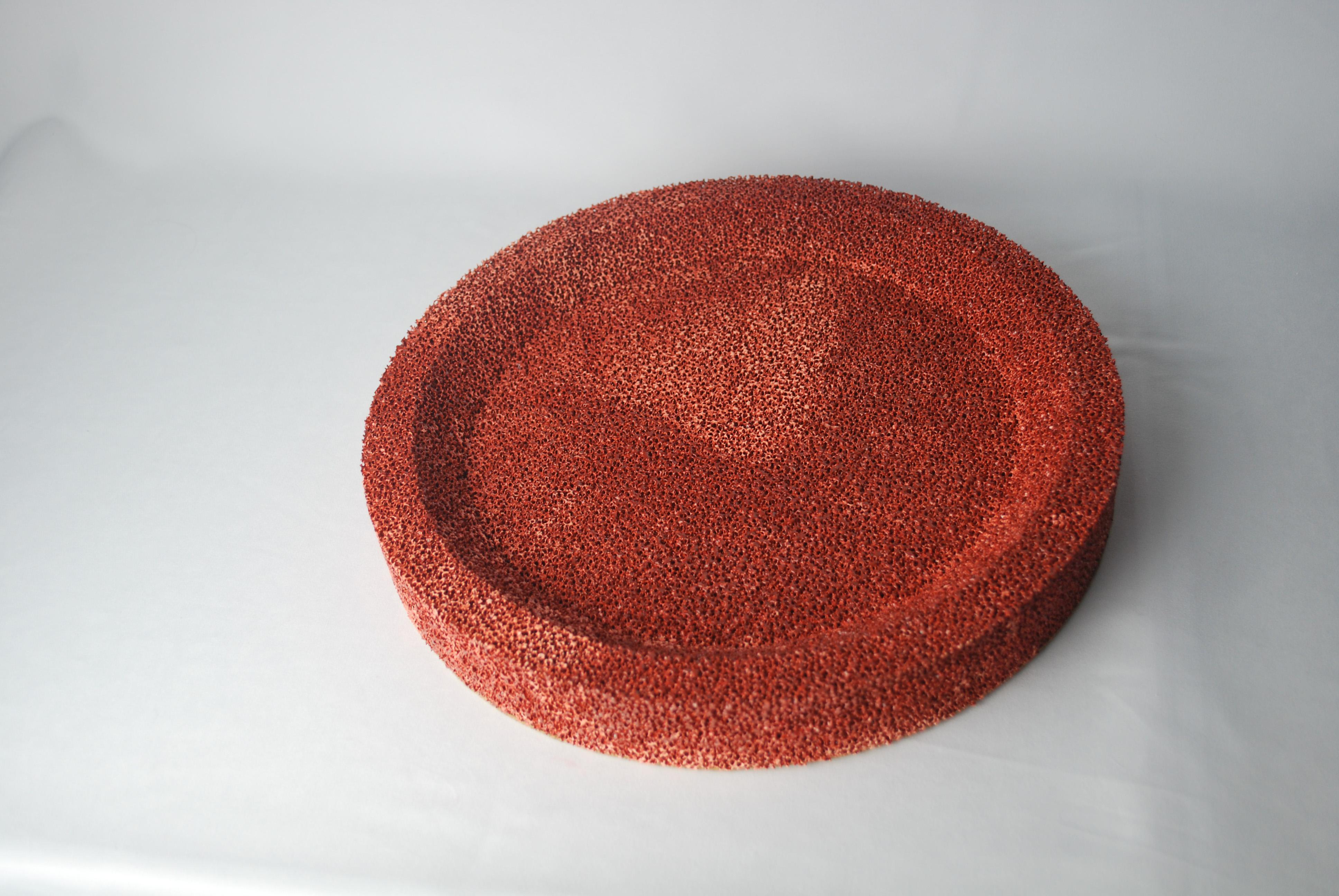 British Brick Red Porous Ceramic Centrepiece Bowl For Sale