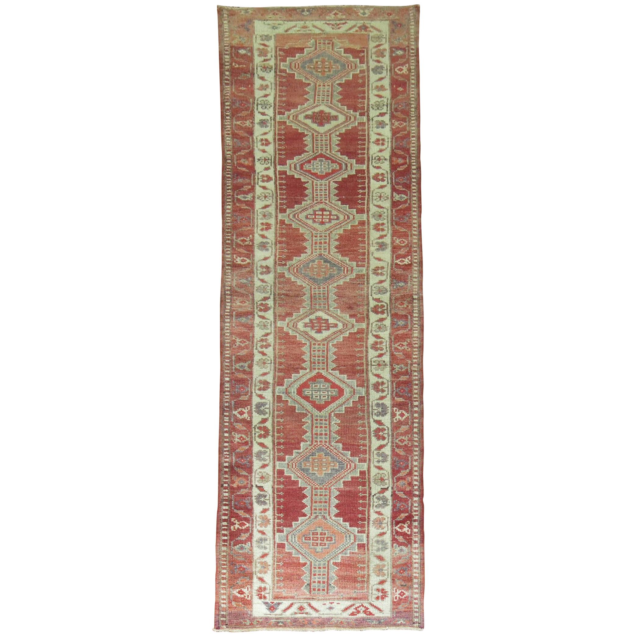 Brick Red Turkish Geometric Runner