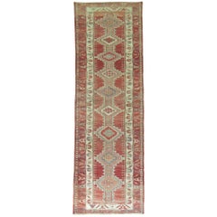 Zabihi Collection Brick Red Turkish Geometric Runner