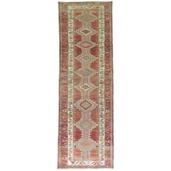 Vintage Brick Red Turkish Geometric Runner