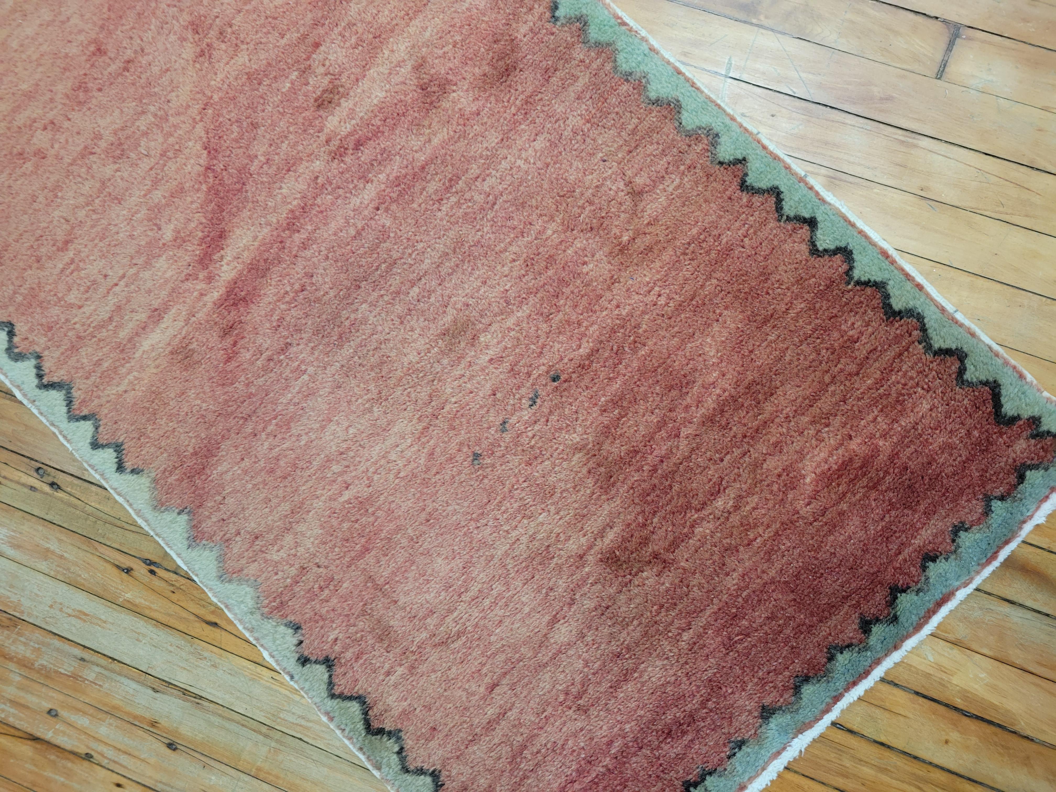 Brick Red Turkish Modernist Carpet In Good Condition For Sale In New York, NY
