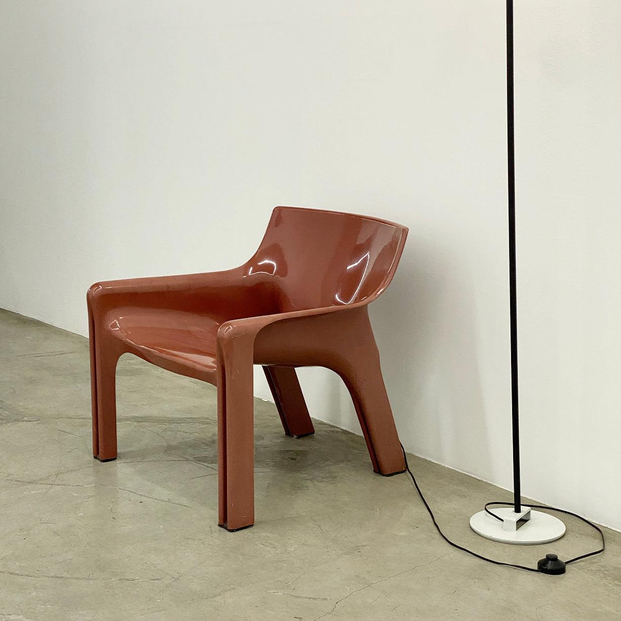 Brick Red “Vicario” Lounge Chair Vico Magistretti  for Artemide, 1972