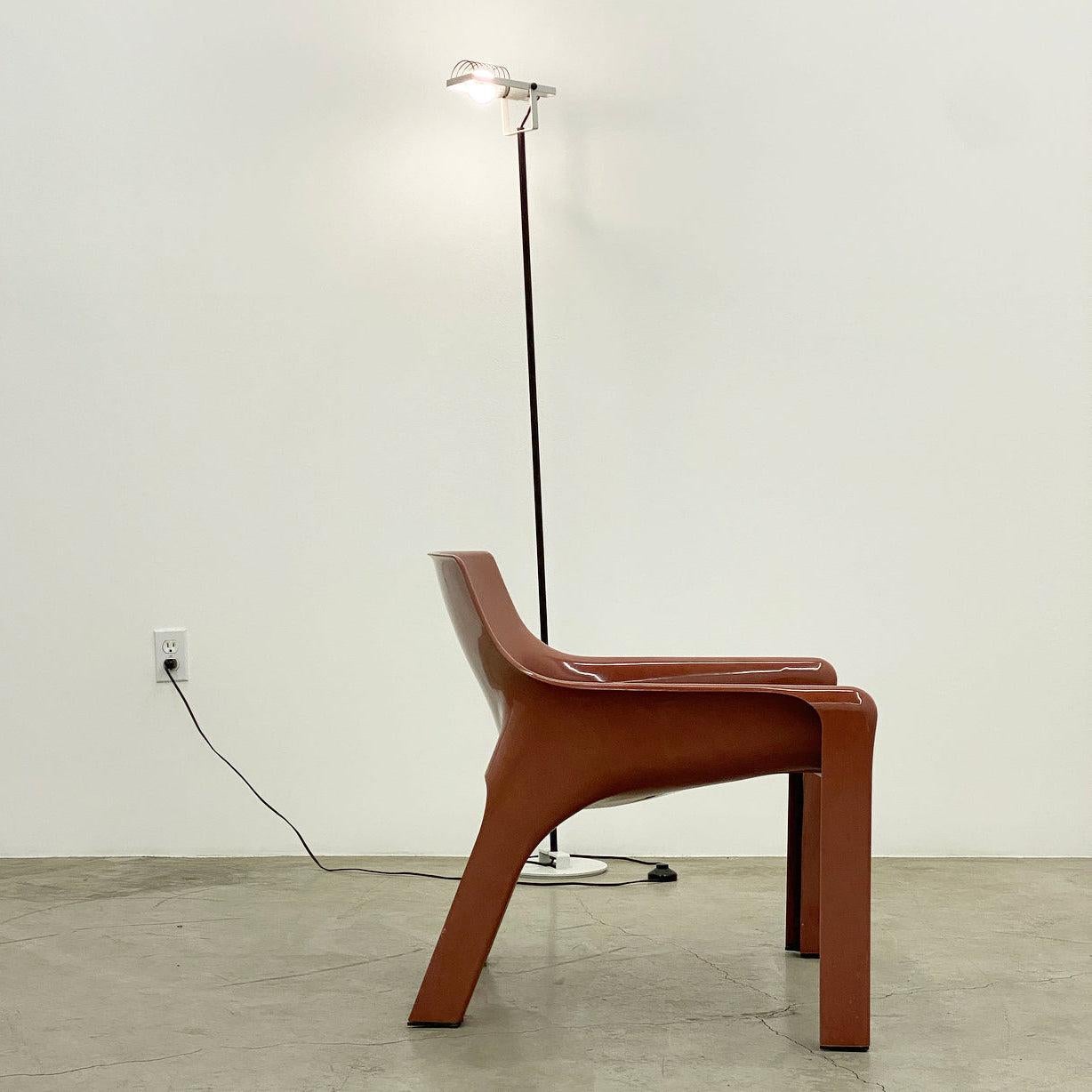 Space Age Brick Red “Vicario” Lounge Chair Vico Magistretti  for Artemide, 1972