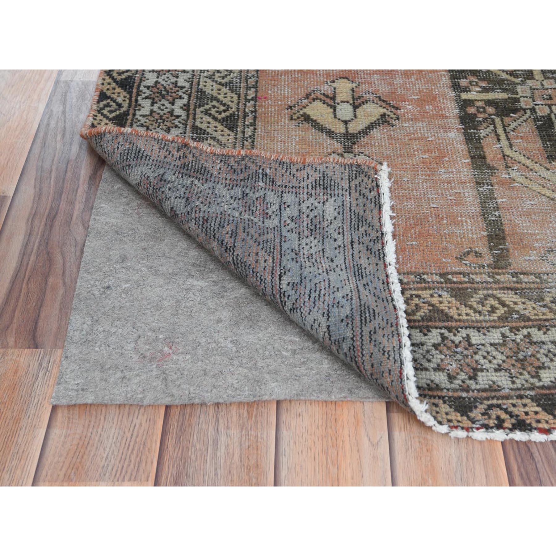 Medieval Brick Red, Worn Wool Hand Knotted, Vintage Persian Baluch Distressed Look Rug For Sale