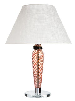 Bricola Carlo Moretti Contemporary Schwarz/Rot/Klar Murano Glas Tischlampe