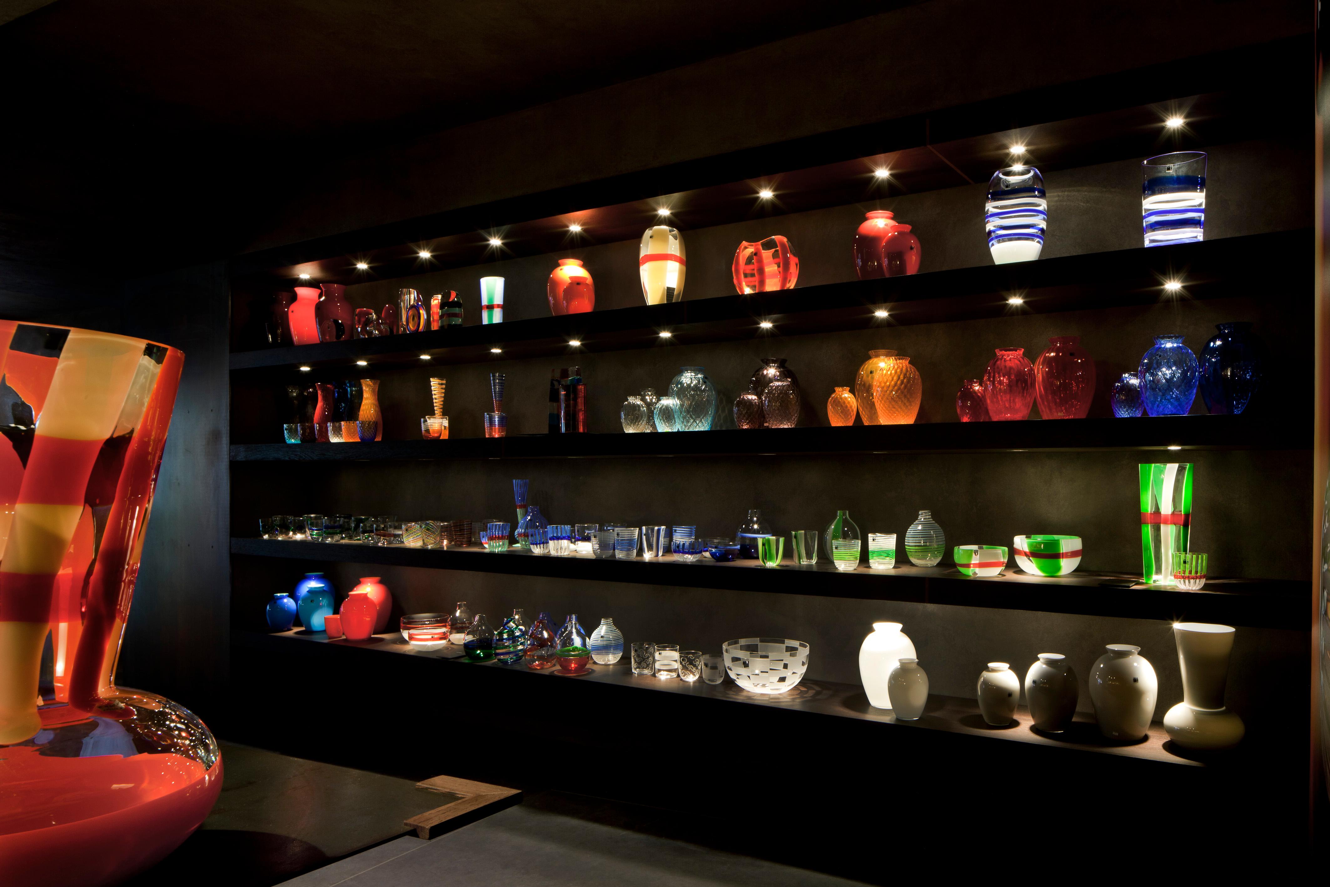 Poli Lampe de bureau contemporaine en verre de Murano noir/rouge/gris Bricola Carlo Moretti en vente