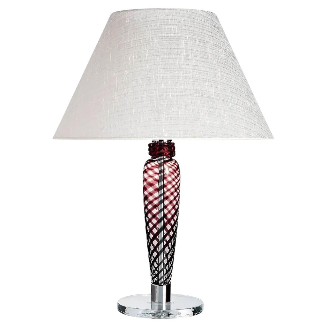 Bricola Carlo Moretti Contemporary Black/Red/Clear Murano Glass Table Lamp (lampe de table contemporaine en verre de Murano) en vente