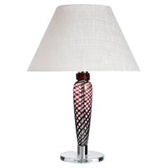 Bricola Carlo Moretti Contemporary Black/Red/Clear Murano Glass Table Lamp (lampe de table contemporaine en verre de Murano)