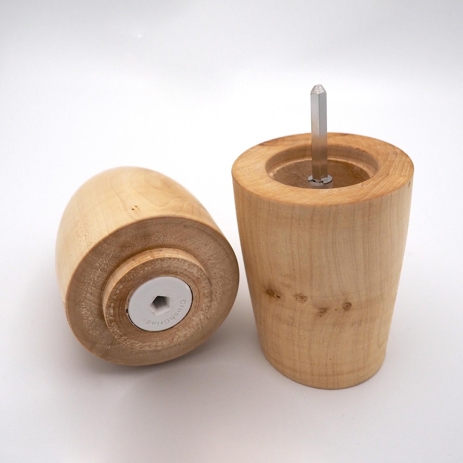International Style Bricola, Hand Crafted Wooden Salt and Pepper Grinder For Sale