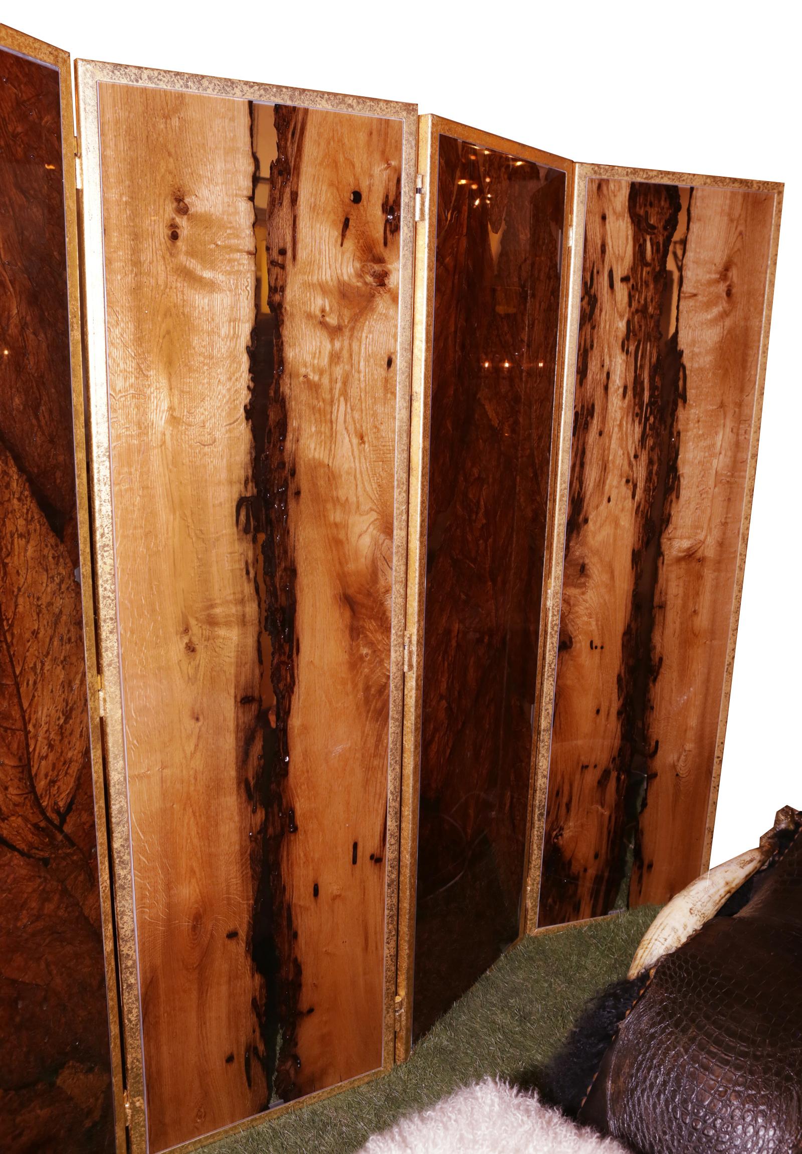 French Bricole and Tobacco Leaves with Resin Folding Screen 5 Panels