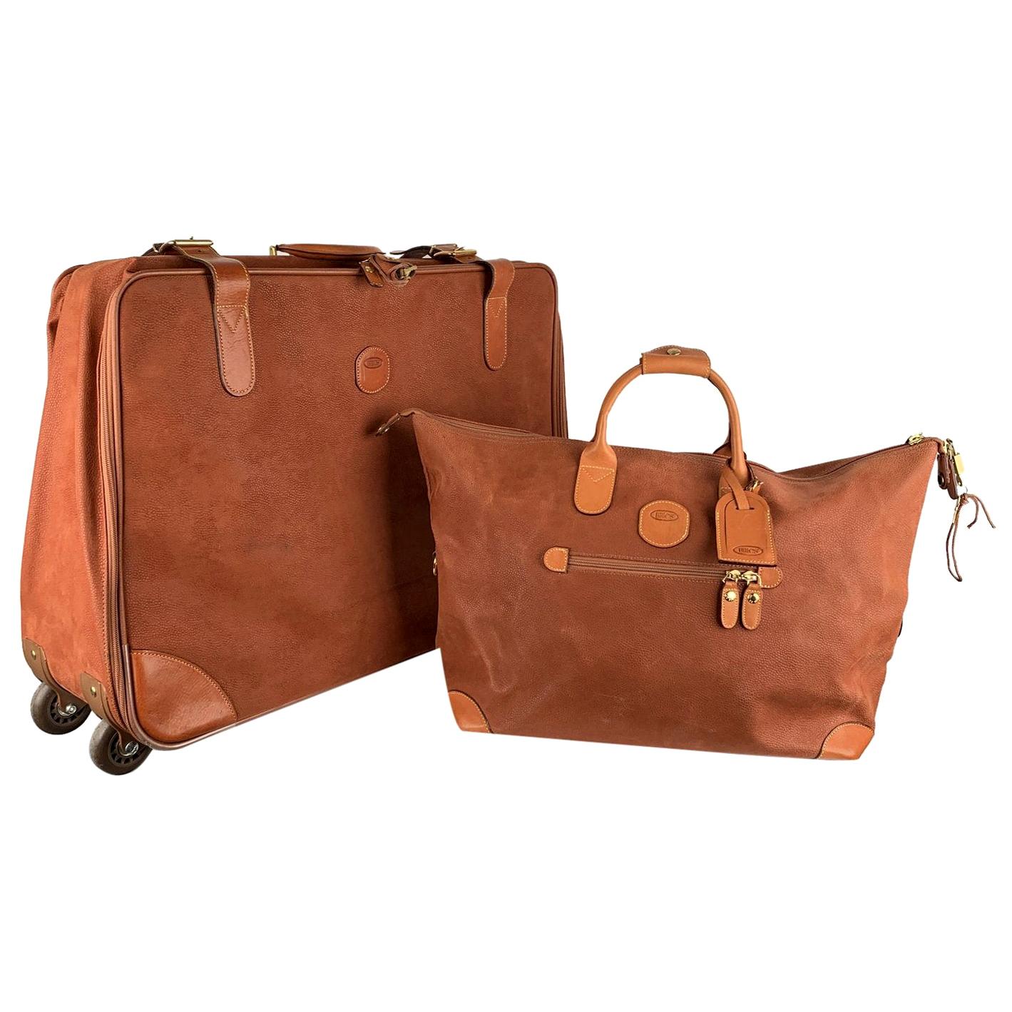 Bric's Tan Leather Travel Set Suitcase and Holdall Bag