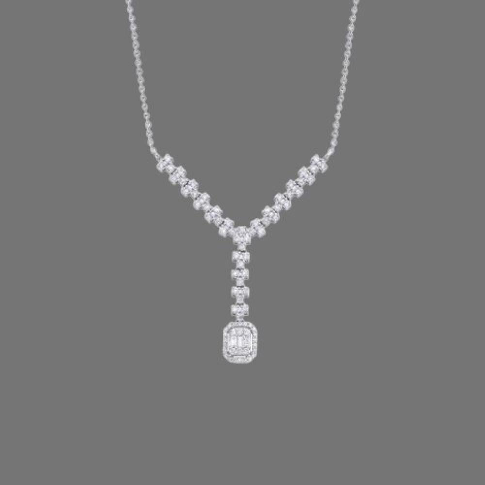 Modern 0.55ct Baguette Diamond Wedding Necklace For Sale