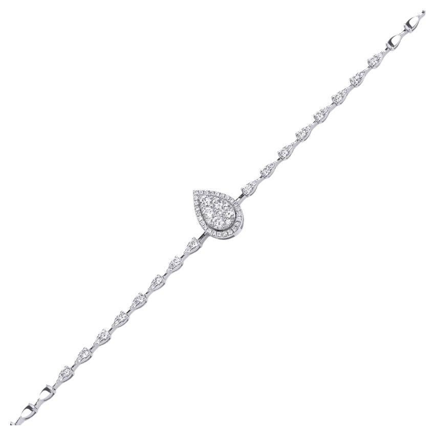 0.60ct Pear Diamond Cluster Bracelet For Sale