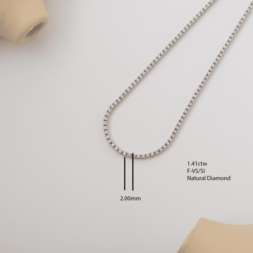 1.41 Karat Diamant-Tennis-Halskette im Zustand „Neu“ im Angebot in Fatih, 34