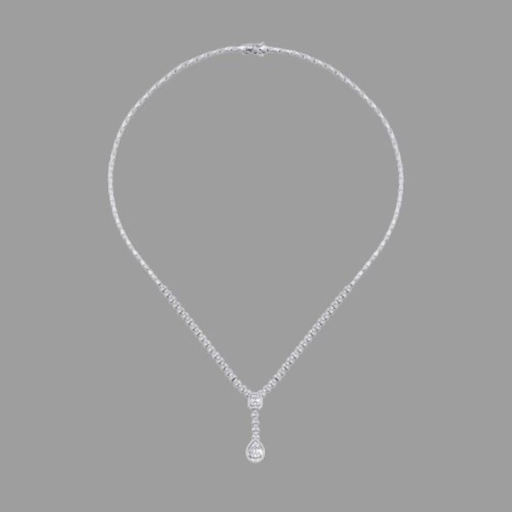 Modern 1.55ct Baguette Diamond Pear Shape Wedding Necklace For Sale
