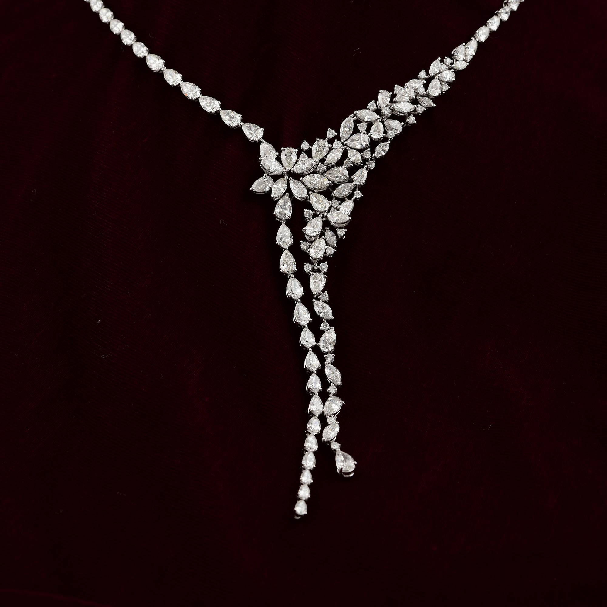 Collar de Boda de Oro Blanco de 18k con Gotas Largas de Diamante Natural de 27,90 qt en Nuevo estado para la venta en Diera, Dubai