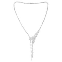 Collar de Boda de Oro Blanco de 18k con Gotas Largas de Diamante Natural de 27,90 qt