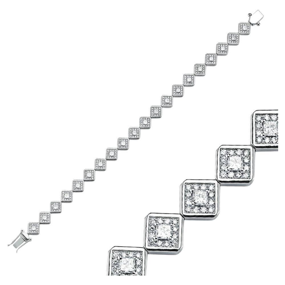  3.20ct Princess Diamond Bracelet For Sale