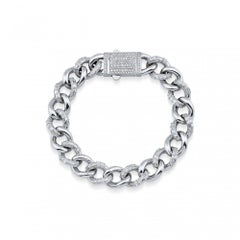 3.70ct Baguette Diamond Cuban Link Solid Gold Bracelet