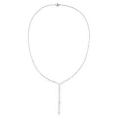 Bridal 6.84Ct SI/H Heart Cut Natural Diamond Y-Shaped Necklace 14k White Gold