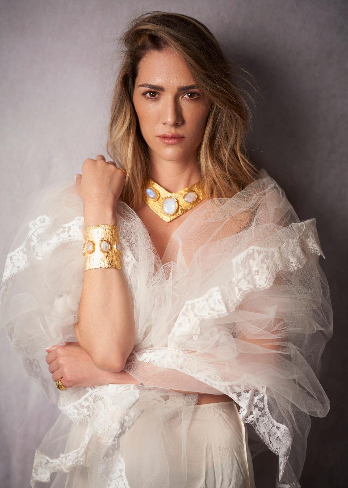 Bridal Big Necklace - Gold-Plated Bronze In New Condition For Sale In PARIS, FR
