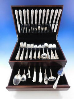 Bridal Bouquet by Alvin Sterling Silver Flatware Service 12 Set 92 Pieces Dinner