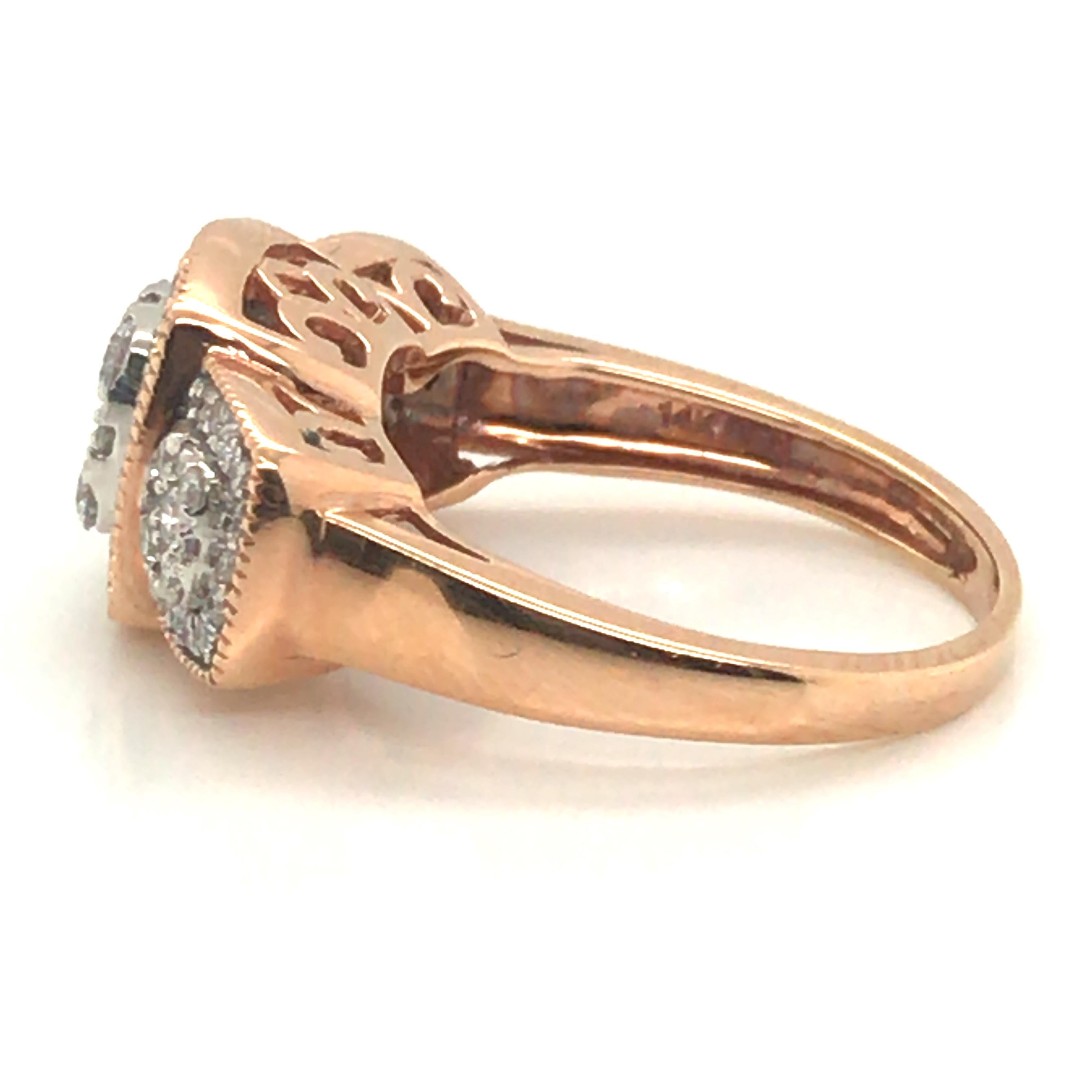 Modern Bridal Diamond Ring with 14 Karat Rose Gold For Sale