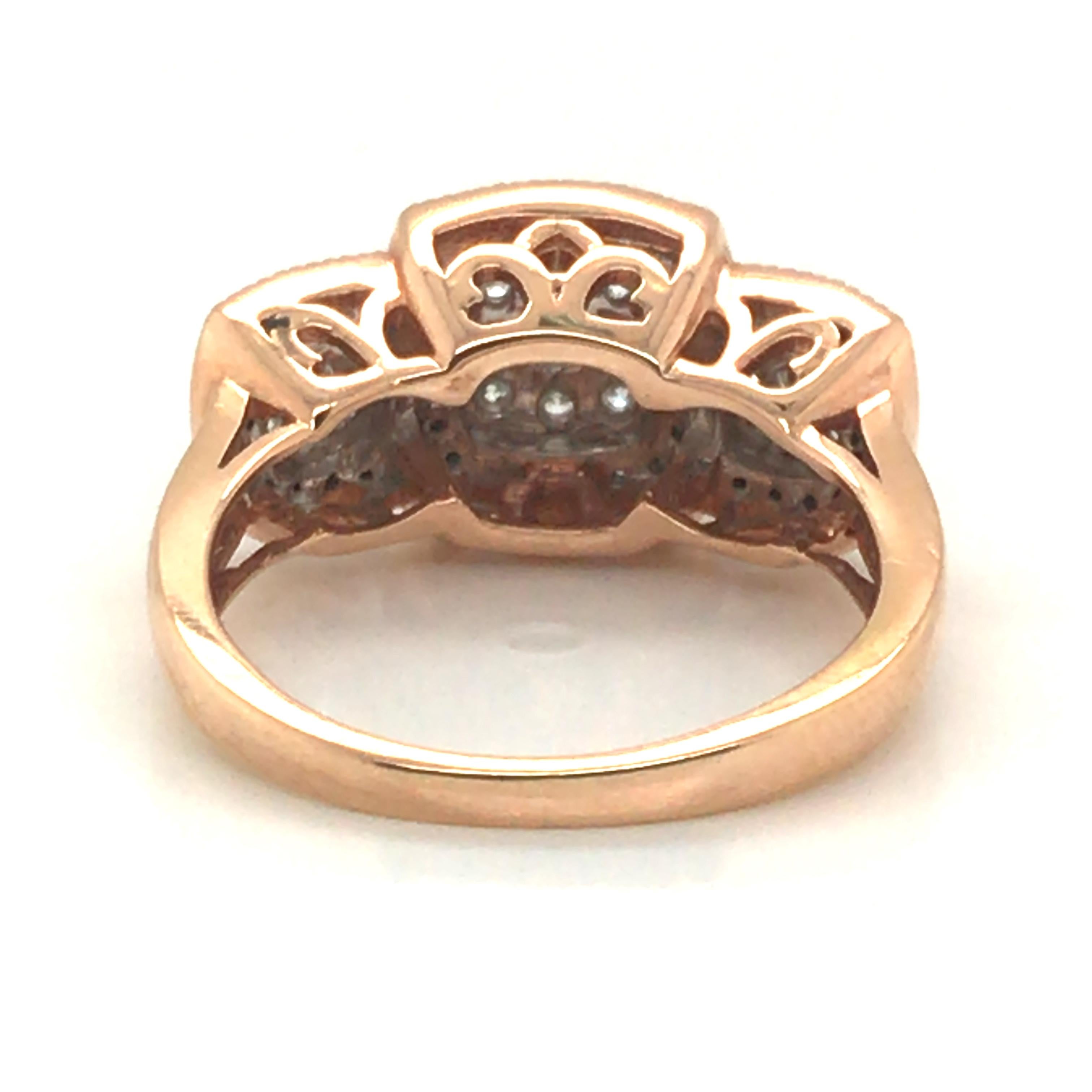 Round Cut Bridal Diamond Ring with 14 Karat Rose Gold For Sale
