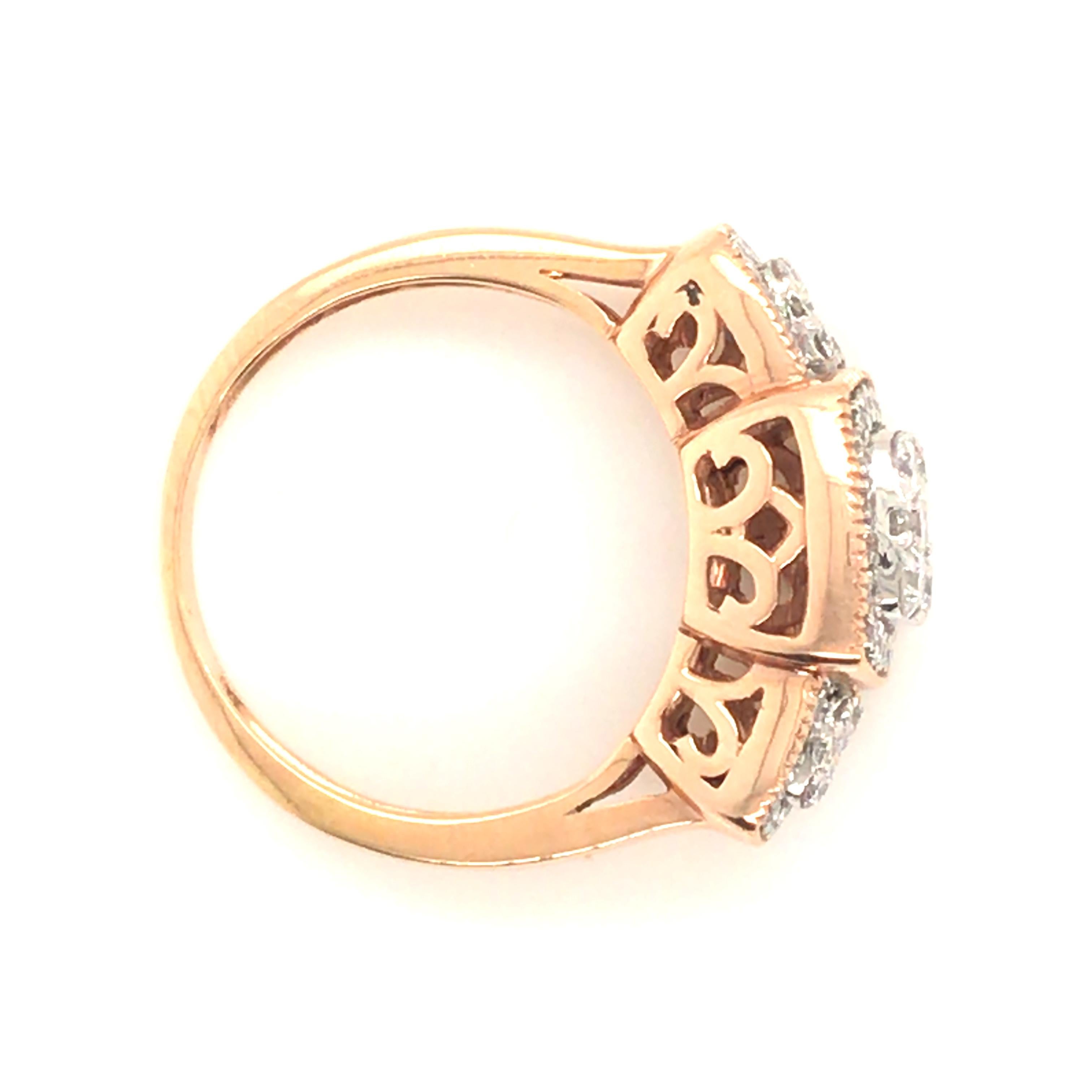 Bridal Diamond Ring with 14 Karat Rose Gold In New Condition For Sale In New York, NY